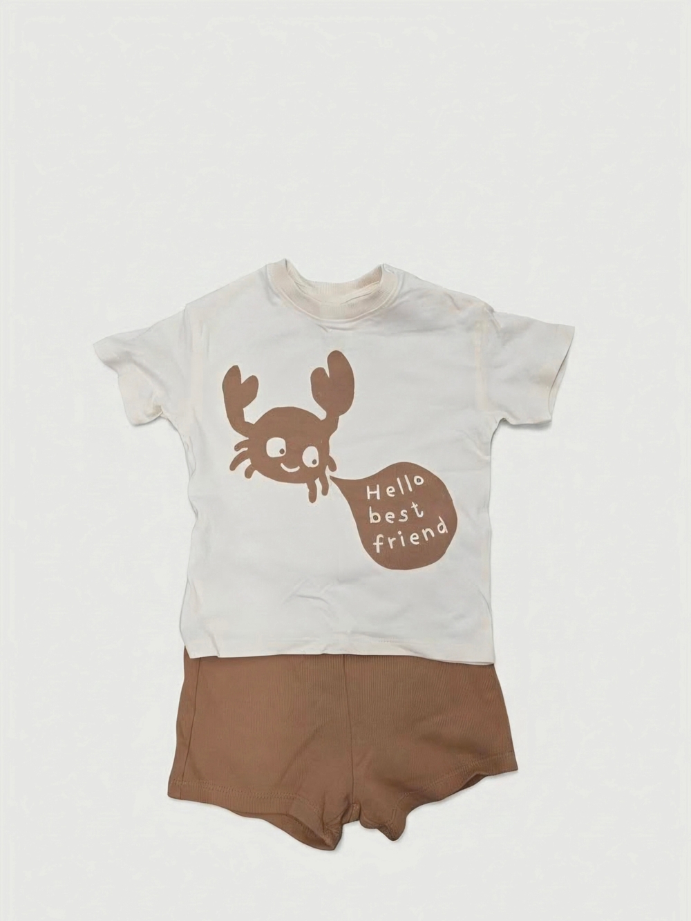 H&M White Tee and Brown Shorts Kids Matching Set